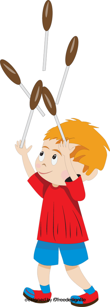 Young boy juggler cartoon clipart