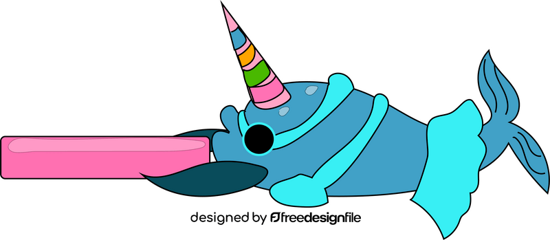 Narwhal swimming illustration clipart