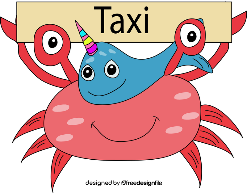 Narwhal taking a taxi clipart