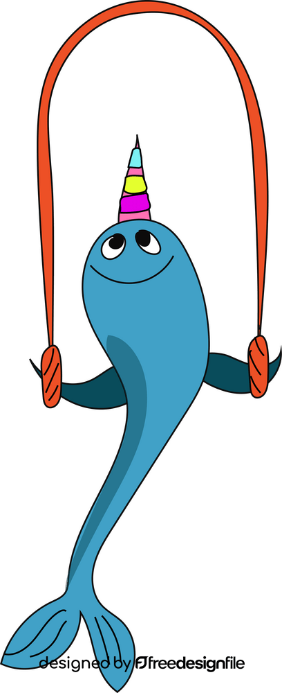 Narwhal jumping rope drawing clipart