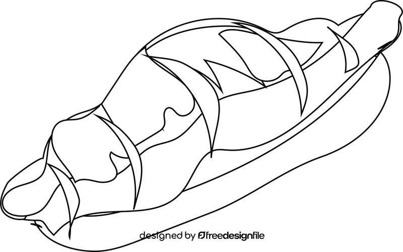 Cheese croissant sandwich black and white clipart