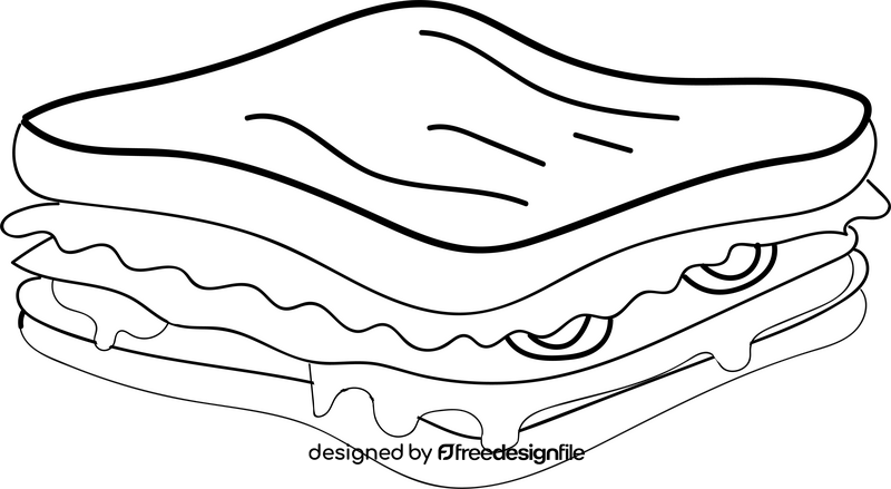 French sandwich drawing black and white clipart