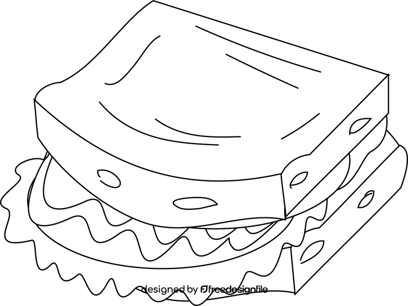 Ham and cheese sandwich black and white clipart