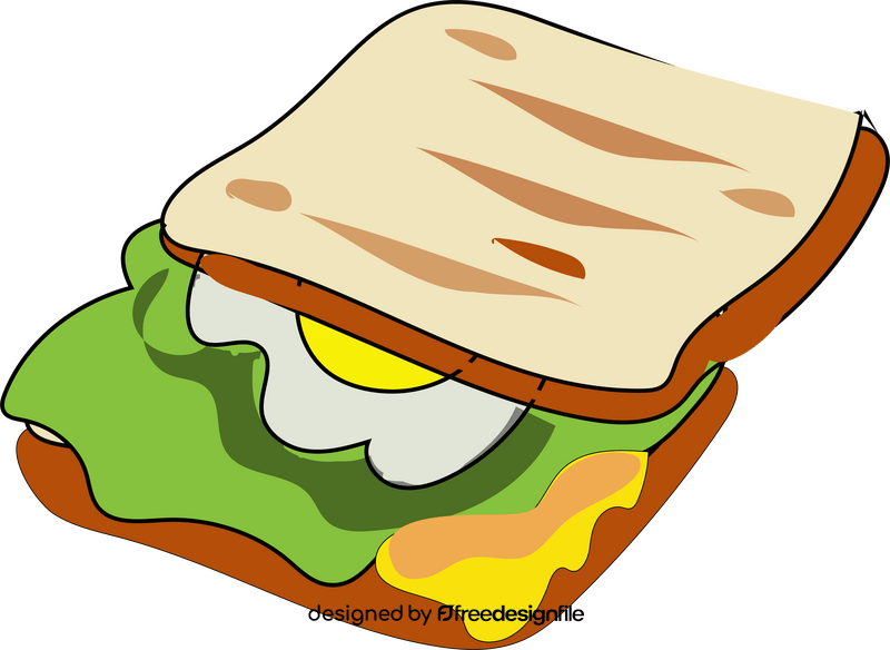 Sandwich with egg, cheese, lettuce clipart
