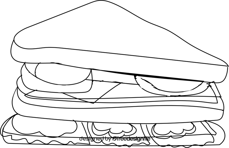 Multi layered sandwich drawing black and white clipart