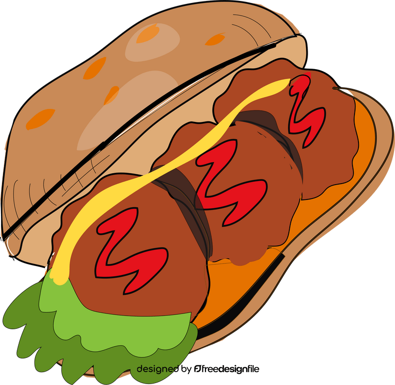 Meatball sandwich drawing clipart