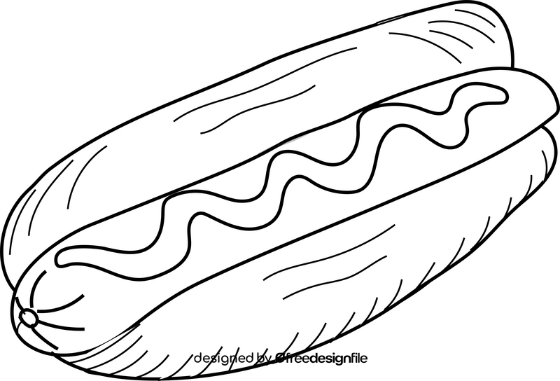 Hotdog illustration black and white clipart