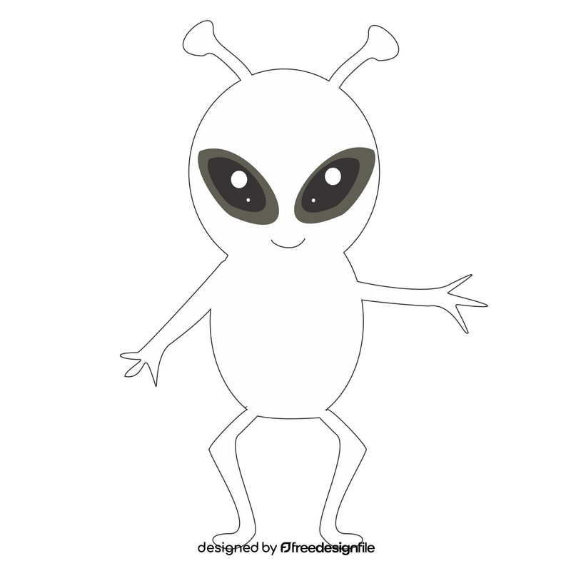 Alien with two eyes illustration black and white clipart