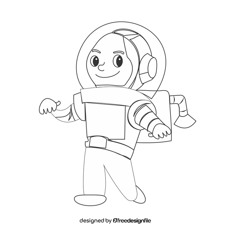 Cartoon astronaut black and white clipart