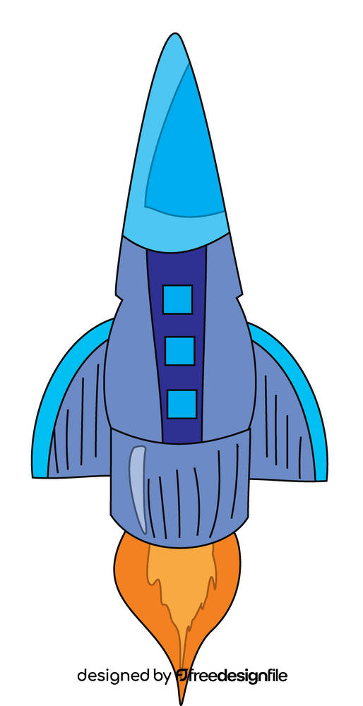 Blue rocket drawing clipart