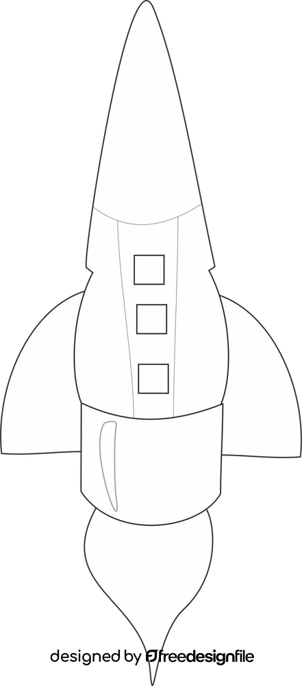 Rocket drawing black and white clipart