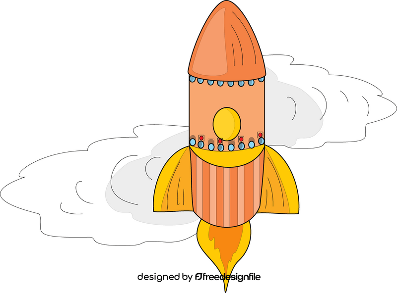 Rocket flying in the clouds clipart