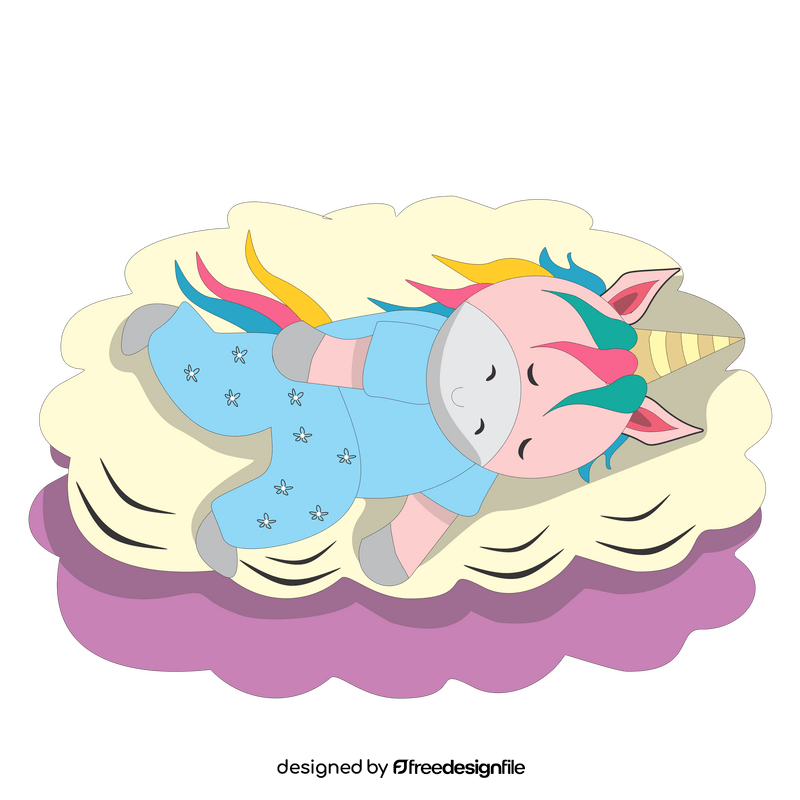 Cute unicorn sleeping clipart
