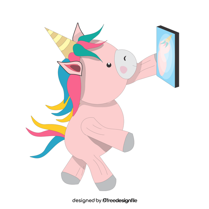 Unicorn taking selfie illustration clipart