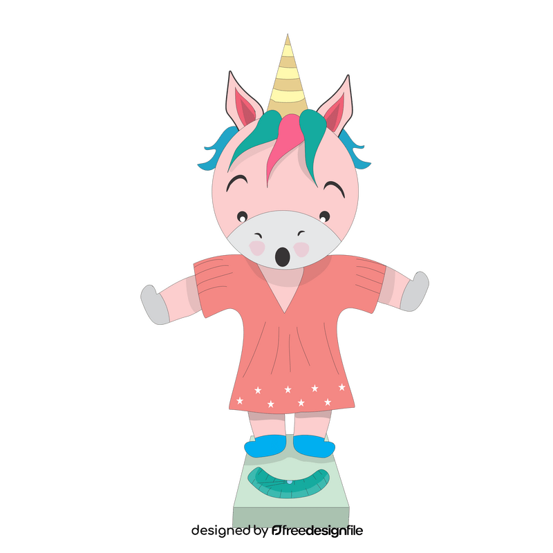 Unicorn on weighing scale clipart