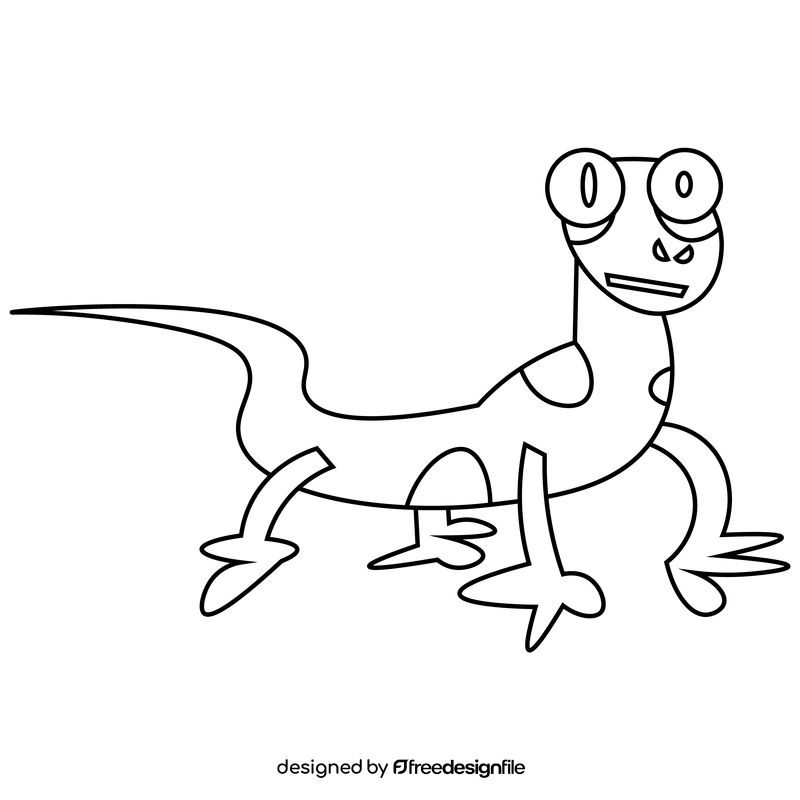 Free gecko black and white clipart