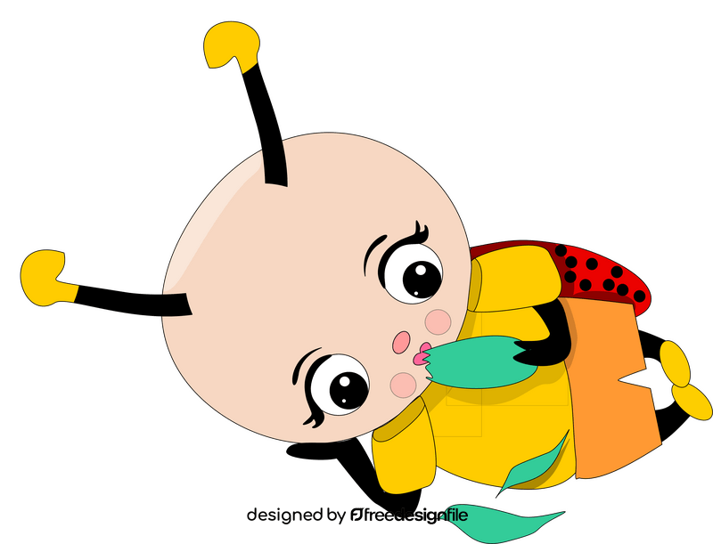 Cartoon ladybug eating clipart
