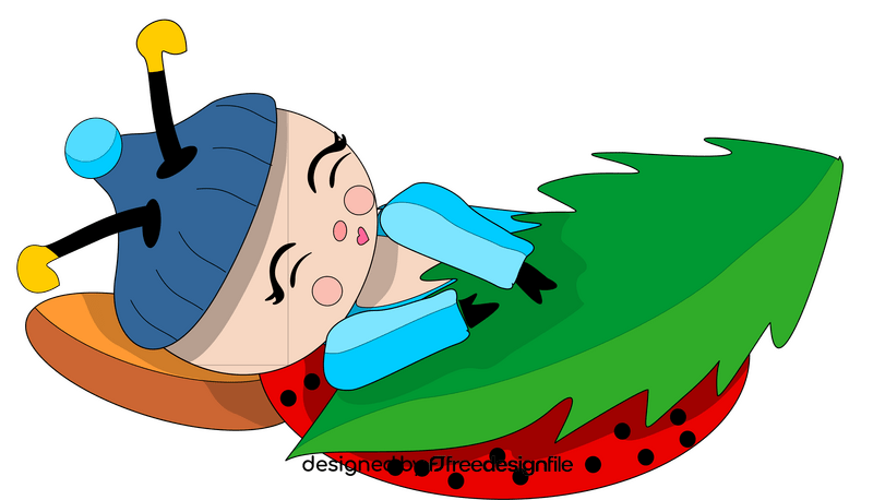 Cartoon ladybug sleeping clipart