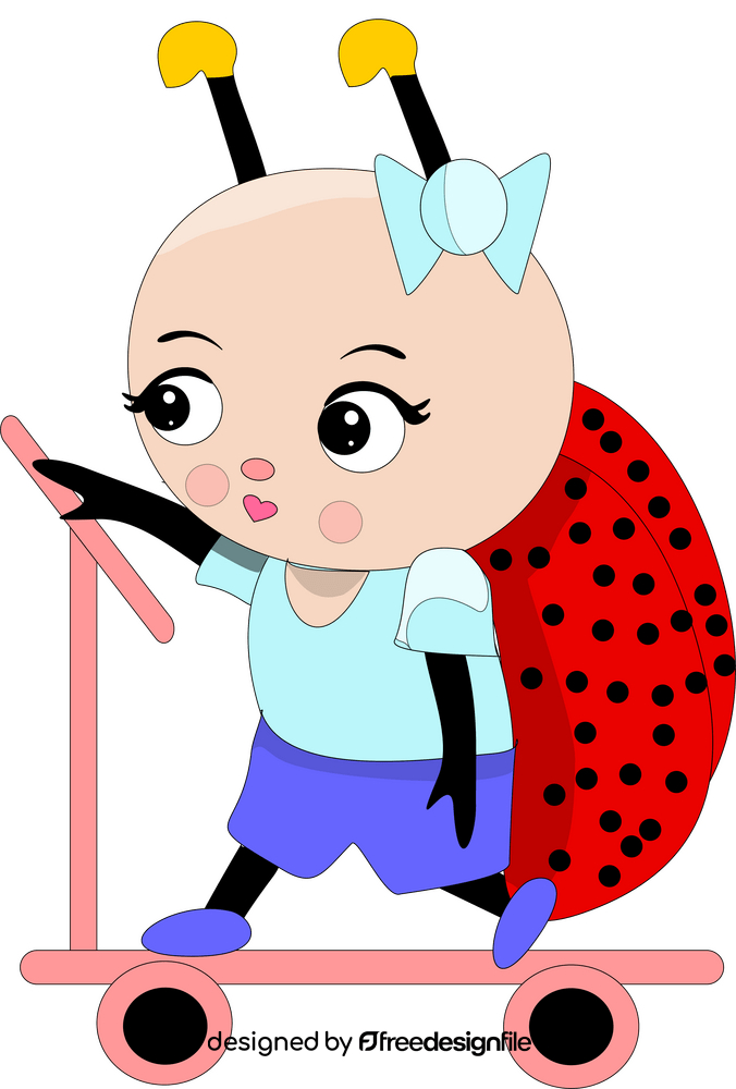 Ladybug in a scooter clipart