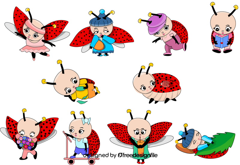 Cartoon ladybugs vector