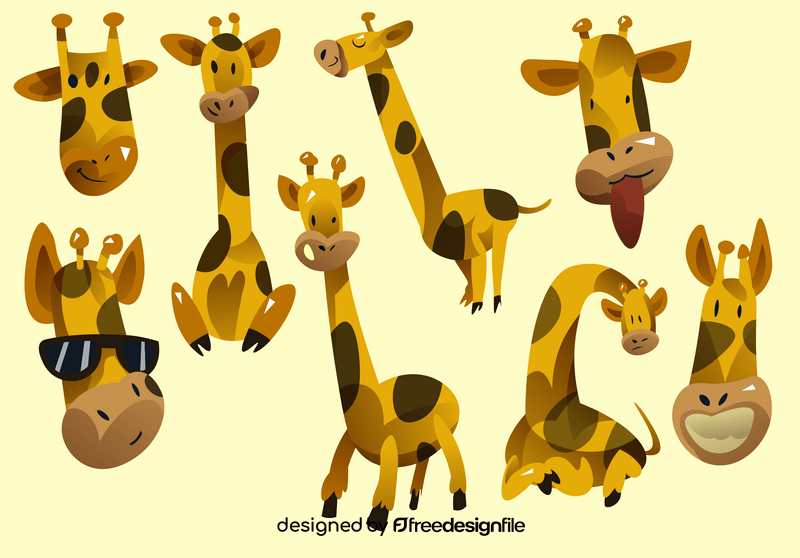 Giraffe cartoon set vector