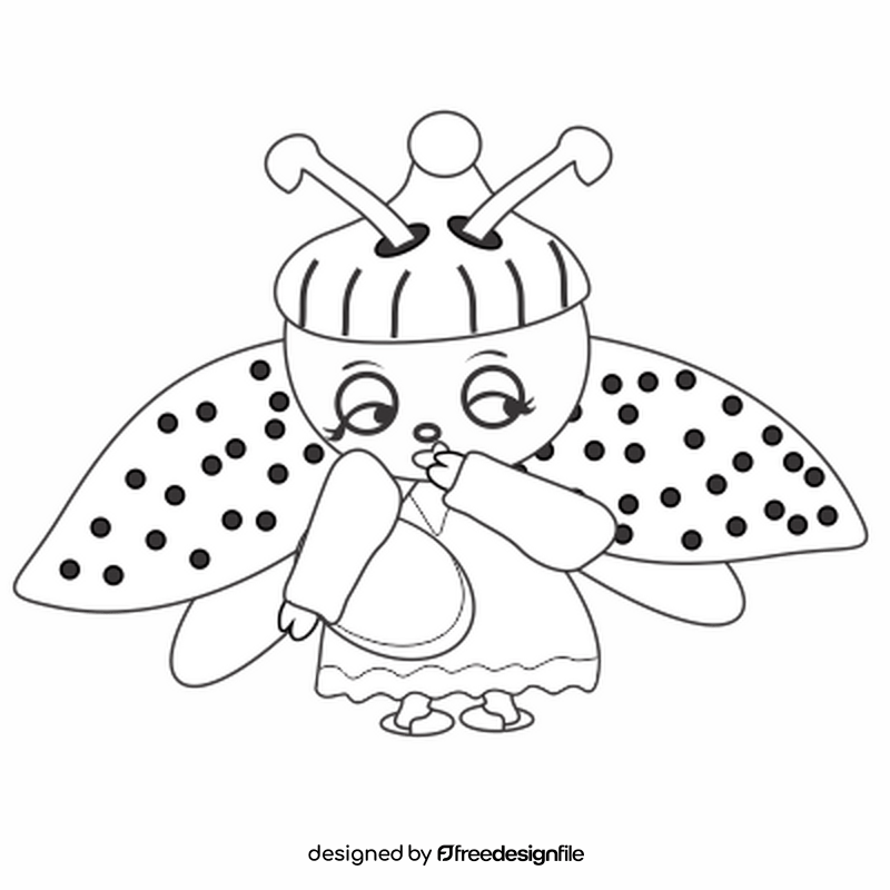 Free ladybug going to bed black and white clipart