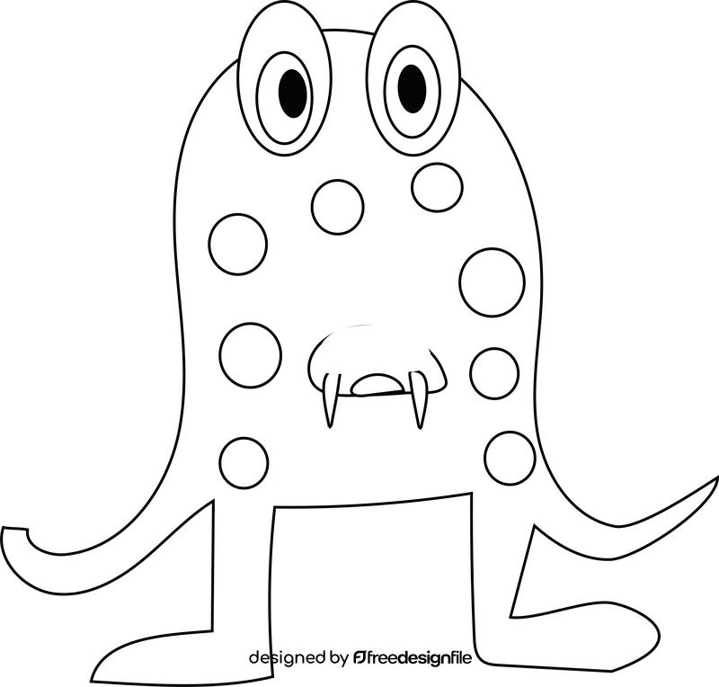 Surprised monster black and white clipart