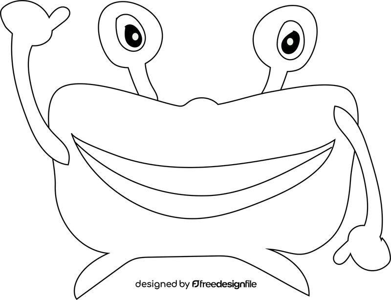 Smiling monster black and white clipart