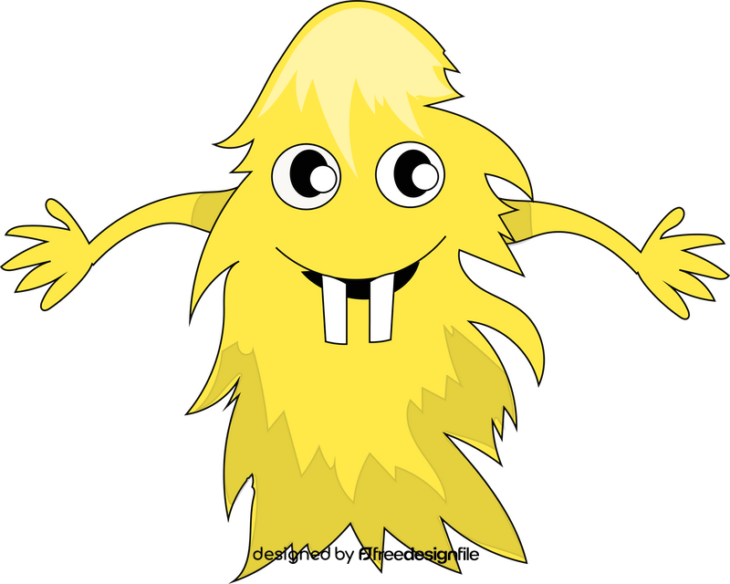 Yellow monster with two big teeths clipart