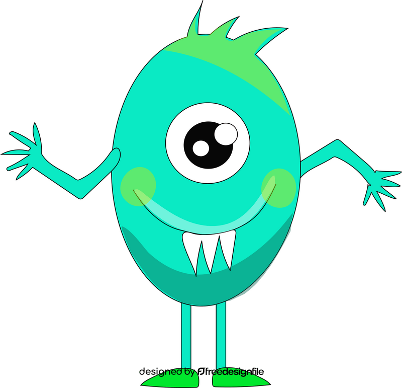 One eyed monster with three teeth clipart