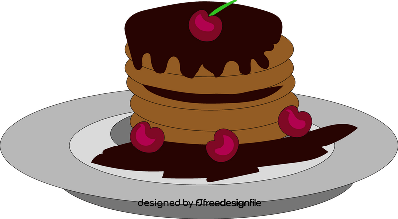 Chocolate pancake with cherries clipart