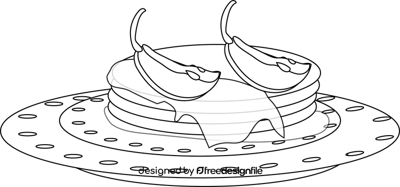 Pancake with pear and honey black and white clipart