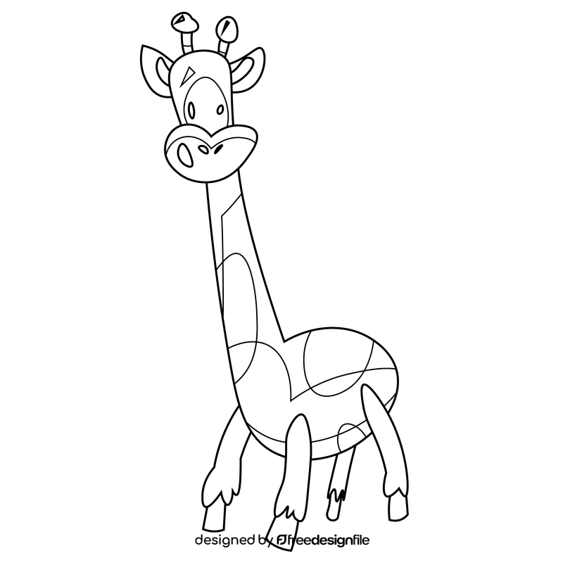 Cartoon giraffe black and white clipart
