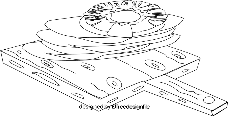 Free pancake with pineapple black and white clipart