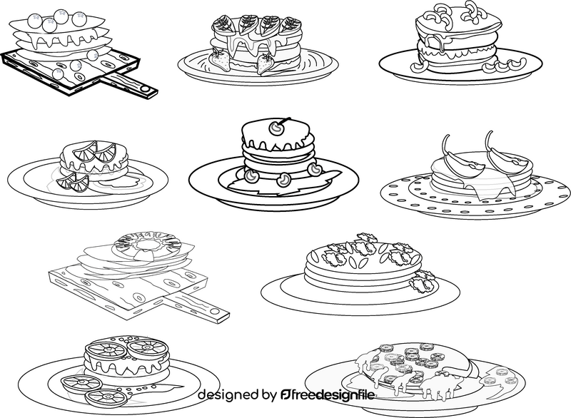 Fruit pancakes black and white vector