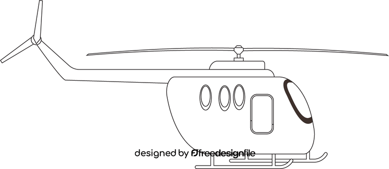 Helicopter black and white clipart