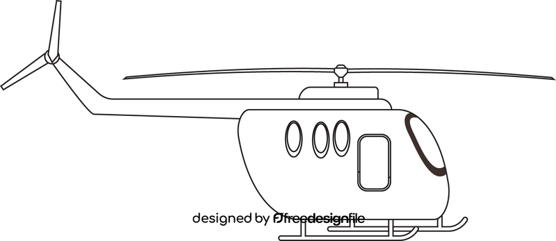 Helicopter cartoon black and white clipart