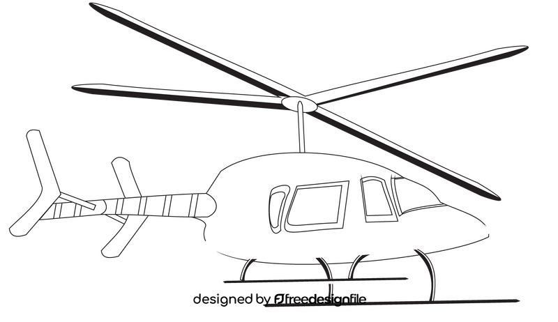 Helicopter black and white clipart