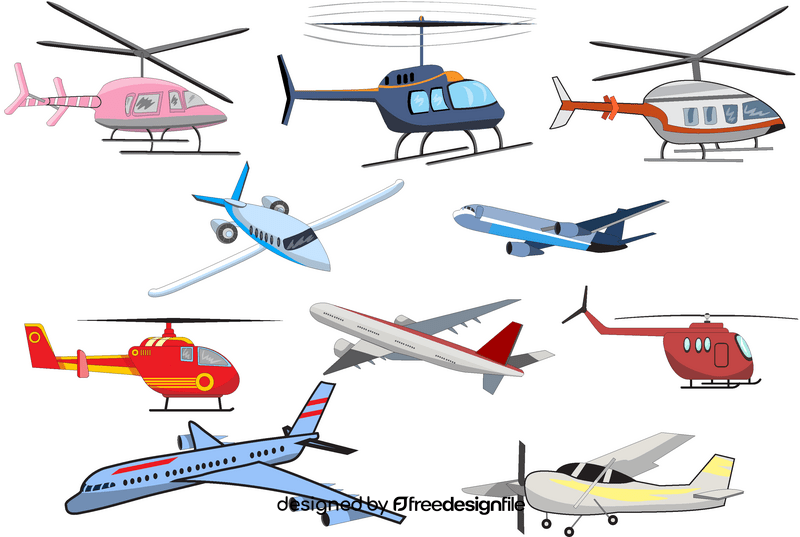Airplanes, planes, helicopters vector