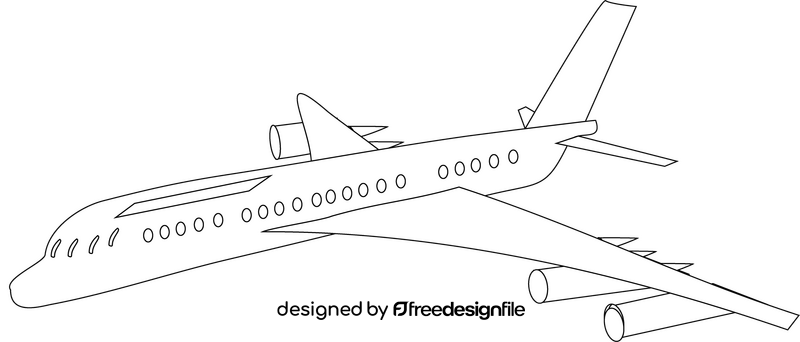 Plane illustration black and white clipart