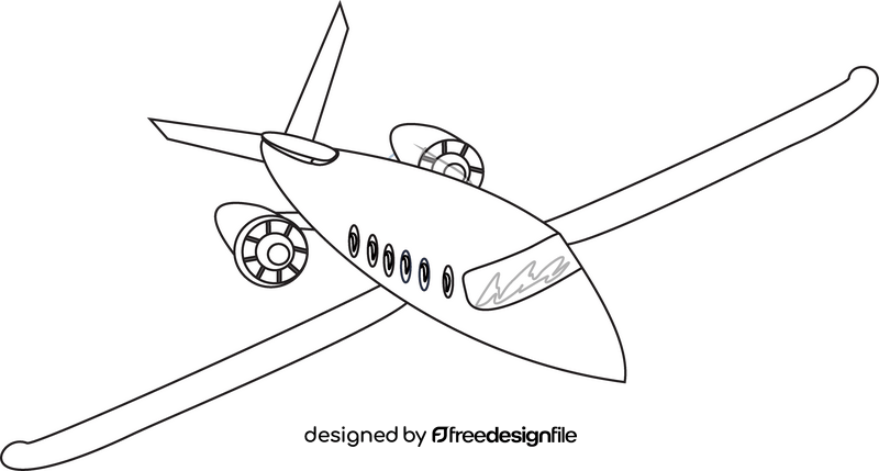 Plane illustration black and white clipart