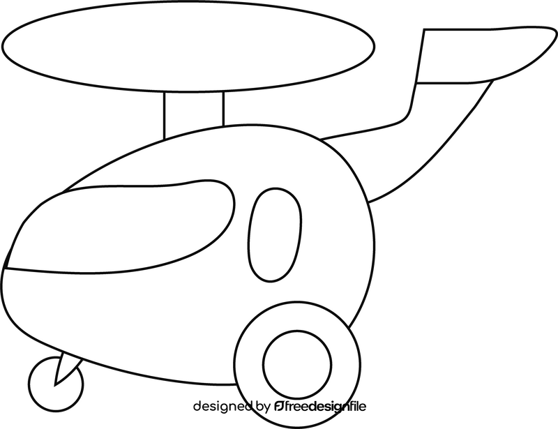 Helicopter illustration black and white clipart