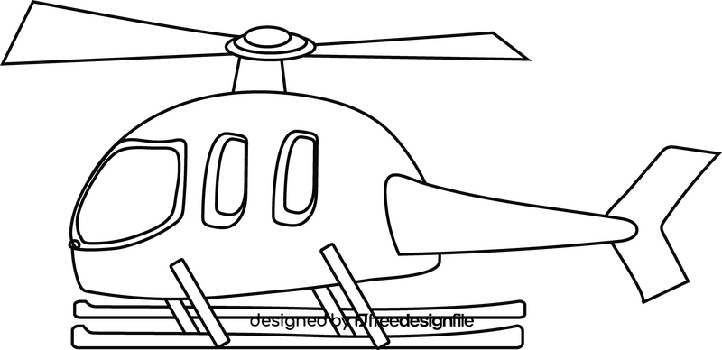 Helicopter drawing black and white clipart