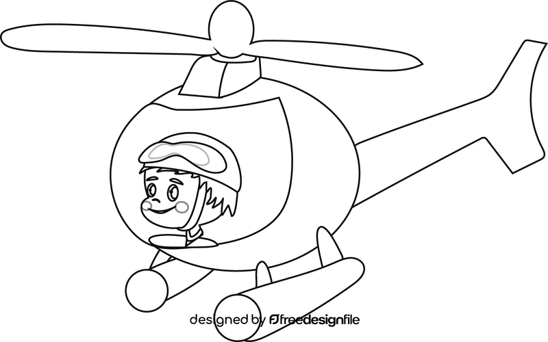 Helicopter with a pilot black and white clipart