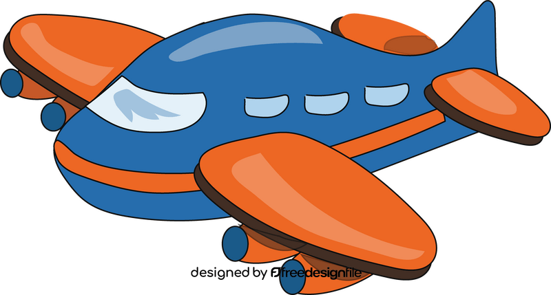Blue and orange plane cartoon clipart