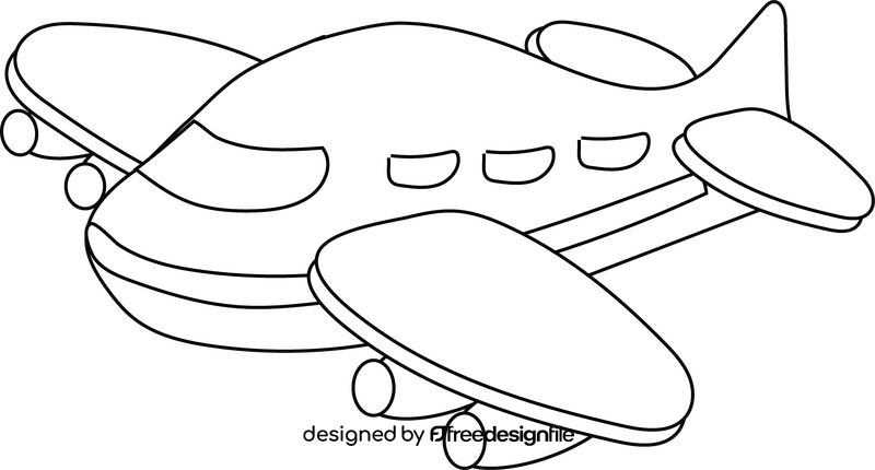 Plane cartoon black and white clipart