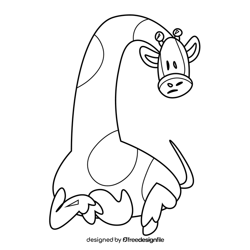 Giraffe drawing black and white clipart