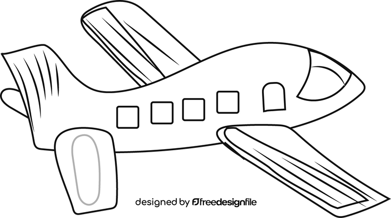 Plane drawing black and white clipart