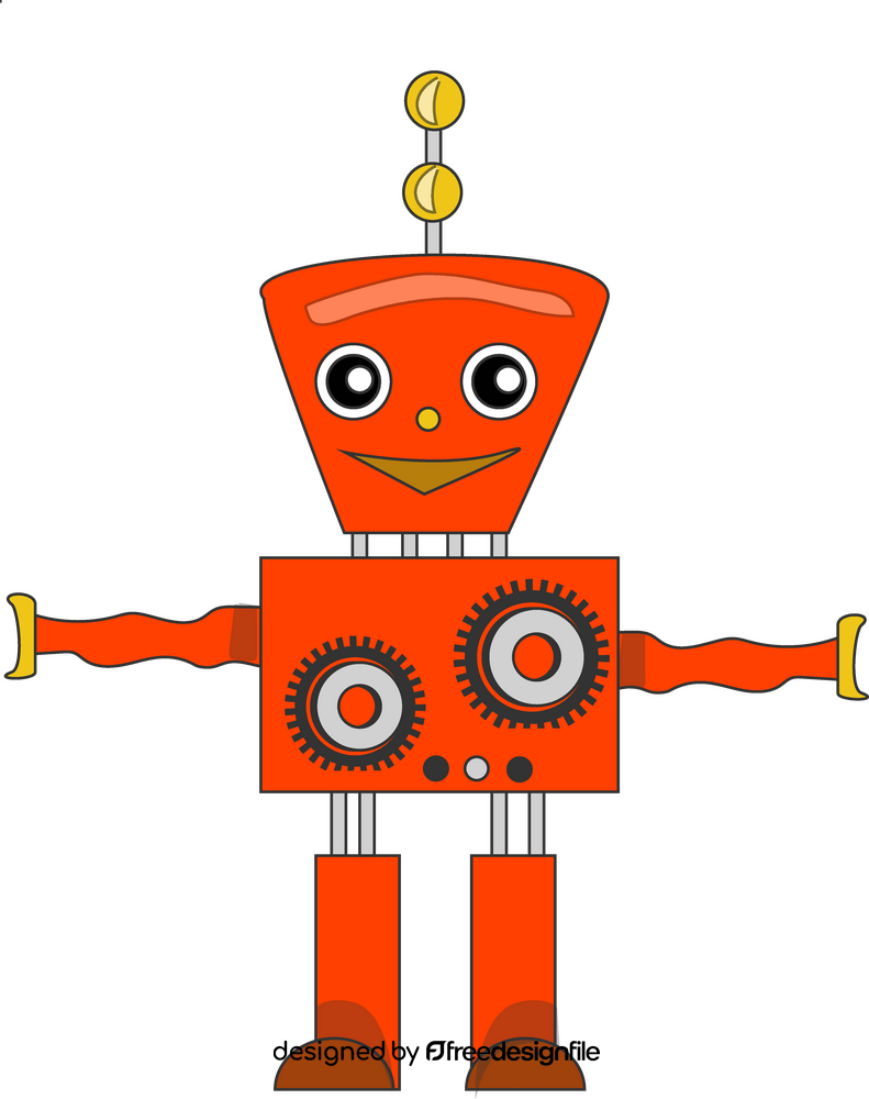 Orange robot smiling clipart