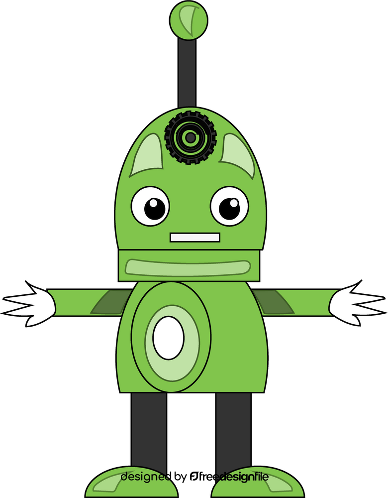 Green robot cartoon clipart